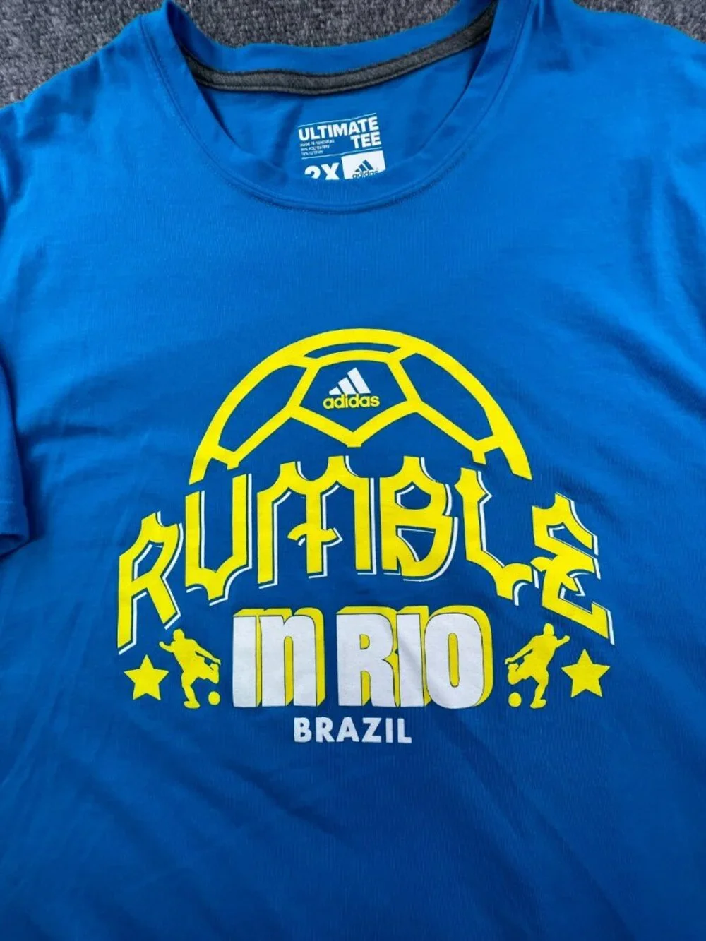 Adidas Short Sleeve Blue T Shirt Men’s Rumble In Rio Brazil Soccer Futball 2X